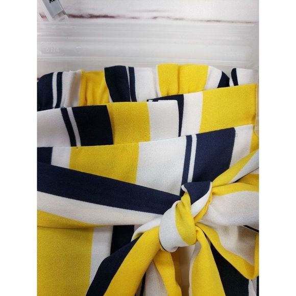 Haute Monde Striped Wide Leg Pants High Rise Trousers Yellow Black Size Small - Picture 10 of 12